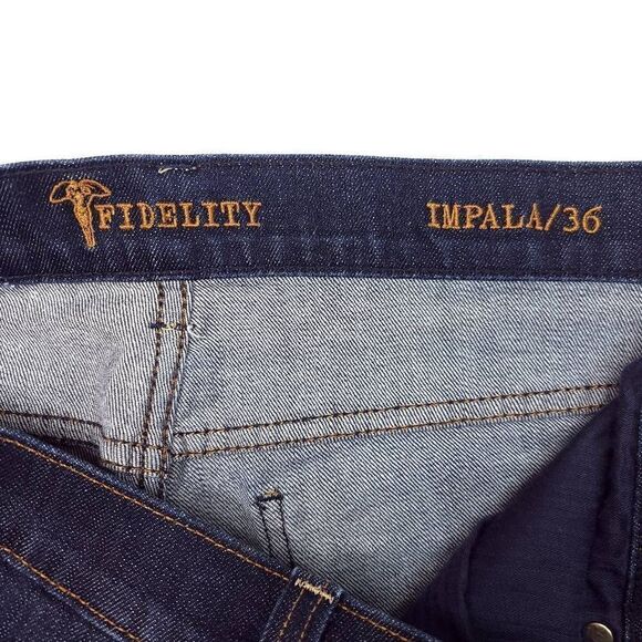 Fidelity Impala Jeans 36x27 Blue Stretch Cotton Straight USA Made 10" Rise - Picture 3 of 8